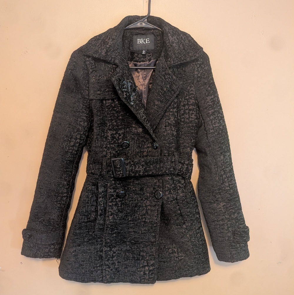 2/$65 BKE Women's Black Textured Belted Peacoat